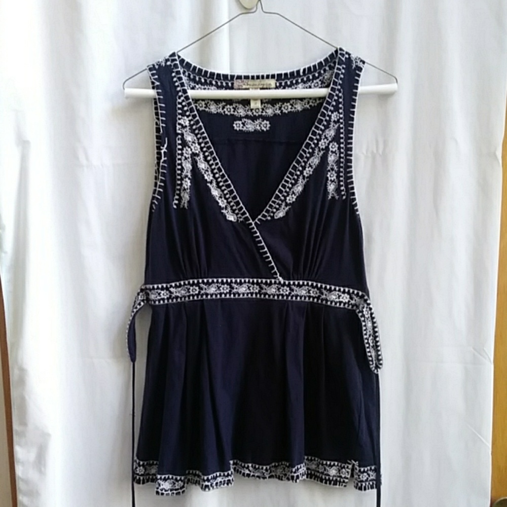 Babydoll Fairy Embellished American Rag Black Criss Cross Tank Top Belted Y2k